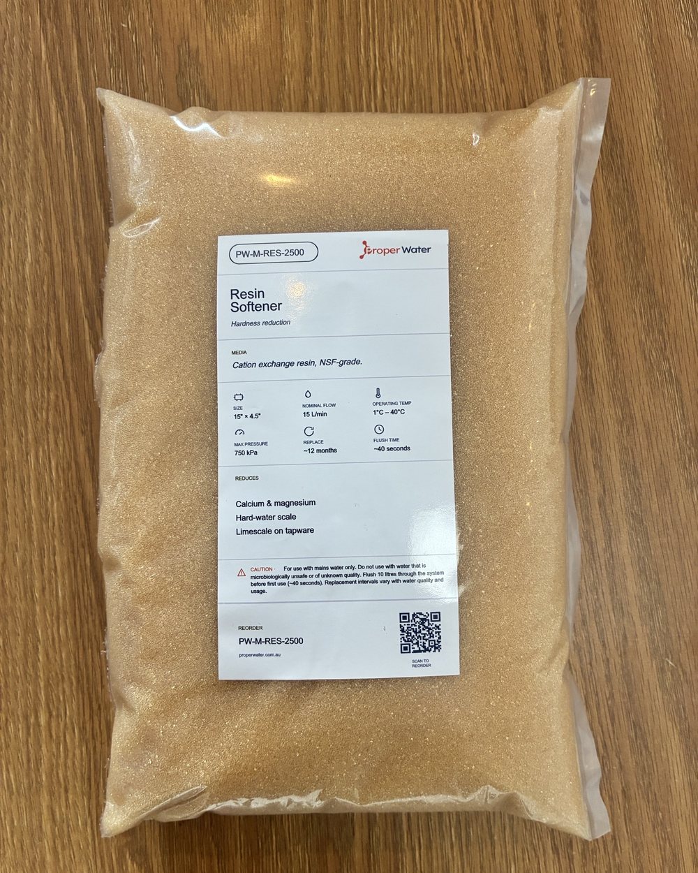 Complete Home Filtration resin refill — ProperWater 2.5 L bag of cation exchange resin for the CHF resin cartridge