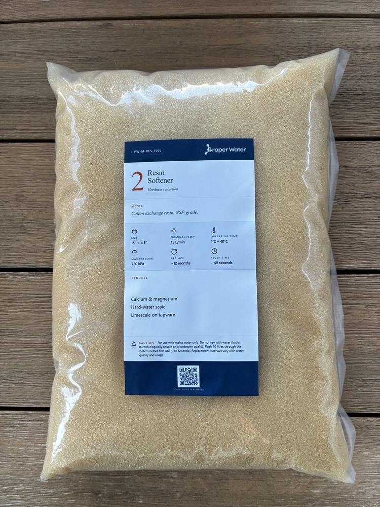 ProperWater resin media refill bag — NSF-grade cation exchange resin